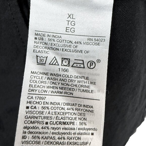 Old Navy Black Tiered Peasant Dress XL Smocked Cotton Blend Pockets Knee Length - Picture 9 of 9